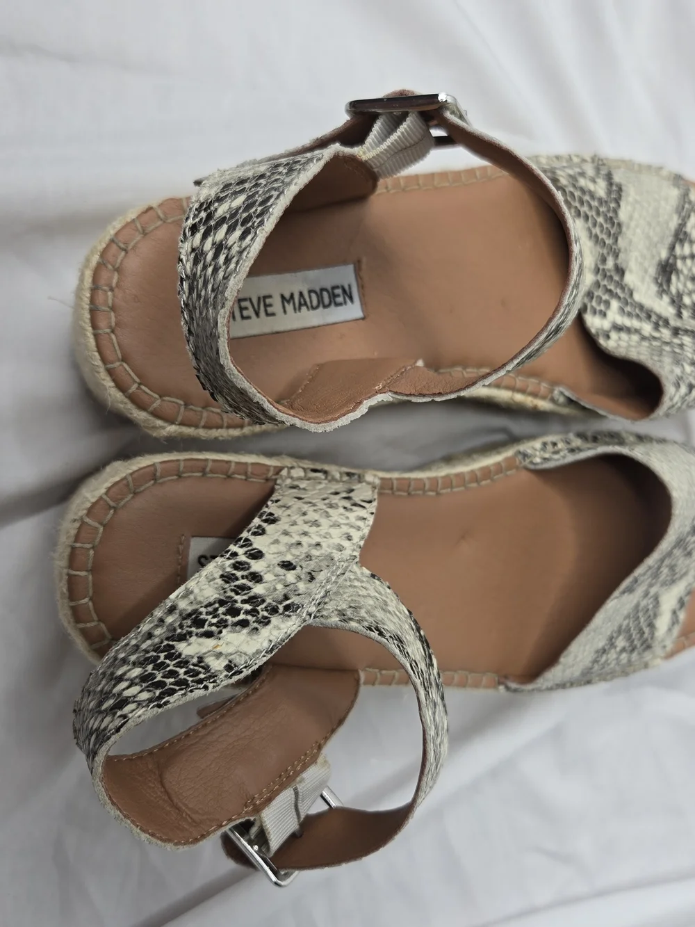 Steve Madden Cabo Snake Print Espadrille Platform Wedge Sandals Women's 9M